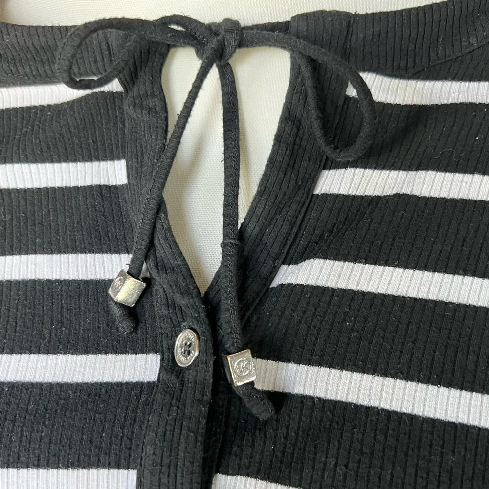 Black and White Striped Women's Top